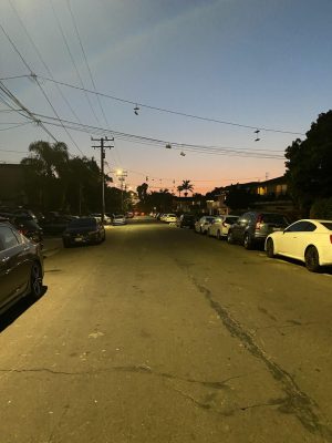 Del Playa Drive during sunset in Isla Vista, Calif. Many students are having trouble finding housing in Goleta and Isla Vista this semester due to a housing shortage. 