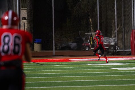 City College running back, Jerry Martin, breaks past the Antelope Valley defense for a touchdown on Oct. 30 at La Playa Stadium at City College in Santa Barbara, Calif. Martin ran for a total of 103 yards this game.