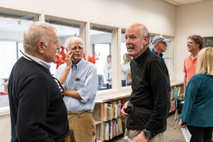The late School of Extended Learning's Vitality Program instructor Fred Hofmann, center in black turtle-neck shirt, at City College's Luria Library in Santa Barbara, Calif. Image courtesy of Interim Superintendent-President Kindred Murillo.
