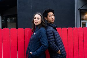 From left, Asiana Weddington and Justin Usami pose for the camera on Dec. 2 in Isla Vista, Calif. Weddington and Usami are a part of a short film that’s in the works to become a full-length feature.