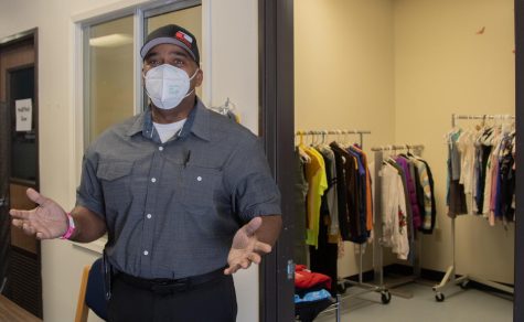 Program Assistant Randy Smith welcomes students to Love's Closet in the Basic Needs Center on Thursday, Feb. 24 at City College in Santa Barbara, Calif. "It's up to three items per student and you can come every single day we're open," Smith said. "If you want to drop items off just make an appointment."