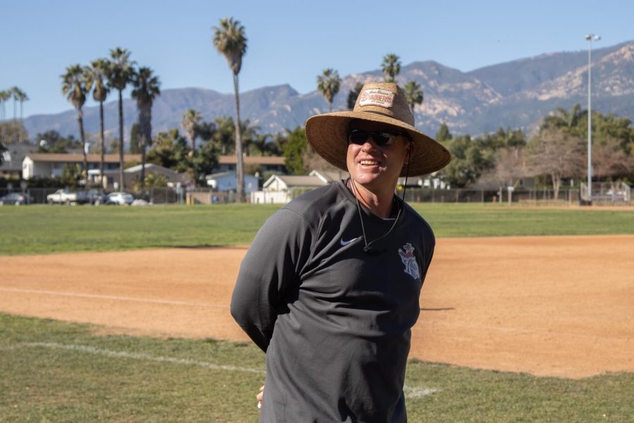 Baseball coach Jeff Walker on Wednesday, Feb. 16 at Pershing Park in Santa Barbara, Calif. Walker, who is entering his eleventh year at City College, has led the Vaqueros to five WSC-North Championships and two fifth-place finishes at the CCCAA Baseball Championships.