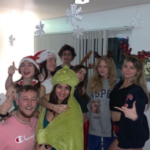 Lauren Arias and her friends and neighbors celebrate Christmas with a secret Santa party in Santa Barbara, Calif. Arias says this party is when this group first started to get close as friends.