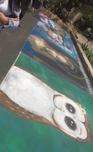 A photo taken by Marlen Valle of friend and sister enjoying the Chalk Festival in Santa Barbara, Calif.
