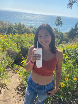 Paola Torres strolls along Cliff Drive in Santa Barbara, Calif.