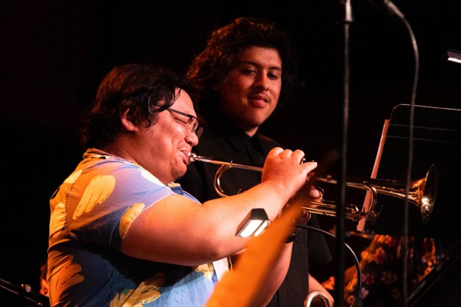 Trumpetist Jezreel Real plays a solo during a jazz show on Monday, April 11 at SOhO Restaurant and Music Club in Santa Barbara, Calif. Real also played some original compositions over the evening.