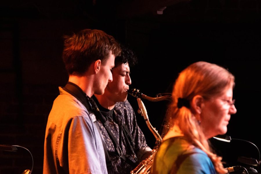 Saxophonist Leo Rubio solos with the David Campos group during a jazz show on Monday, April 11 at SOhO Restaurant and Music Club in Santa Barbara, Calif. The group was the second band out of the three performing that evening.