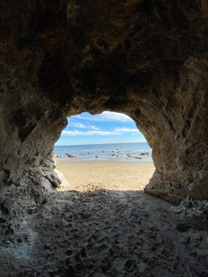 A picturer taken by Raven Berse when she and her boyfriend hung out in a cave between Lead Better Beach and Thousand Steps in Santa Barbara, Calif.