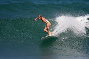 Sally Saenger surfing in Haleiwa, Hawaii in 2015 Courtesy of Saenger.