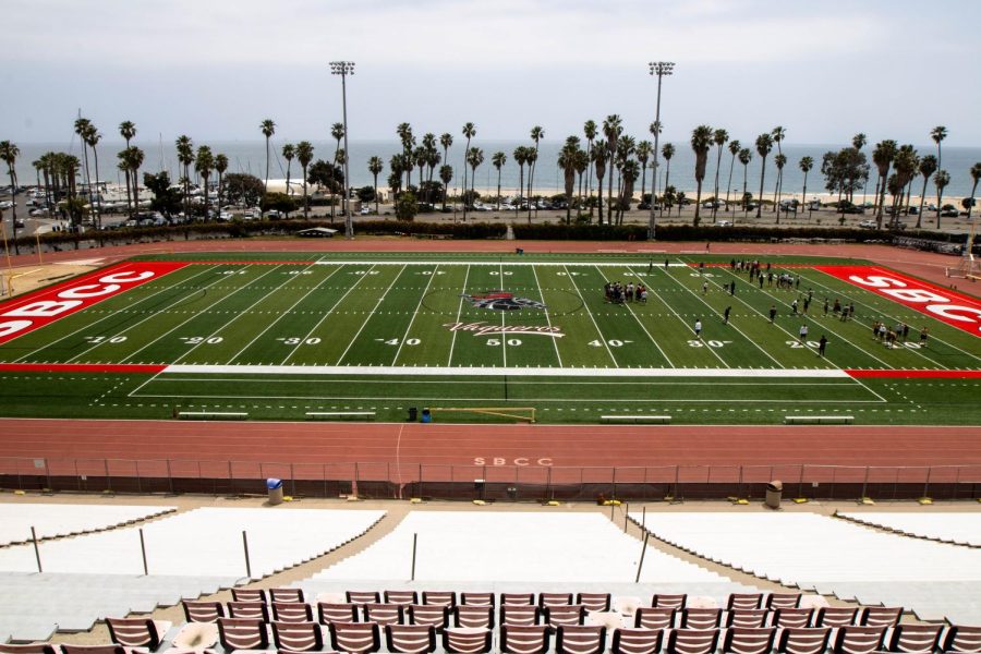 La Playa Stadium on Monday, May 2 at City College in Santa Barbara, Calif. The stadium will host the colleges first in-person commencement since spring 2019.