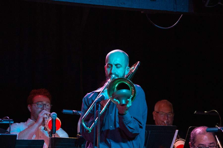 Monday Madness Jazz Band trombonist Kevin Long featuring in a soulful song on Sept. 26 at the SOhO Restaurant and Music Club in Santa Barbara, Calif. Long said it has been awesome playing with them for the past year because he listened to them when he was in high school and thought they were cool.