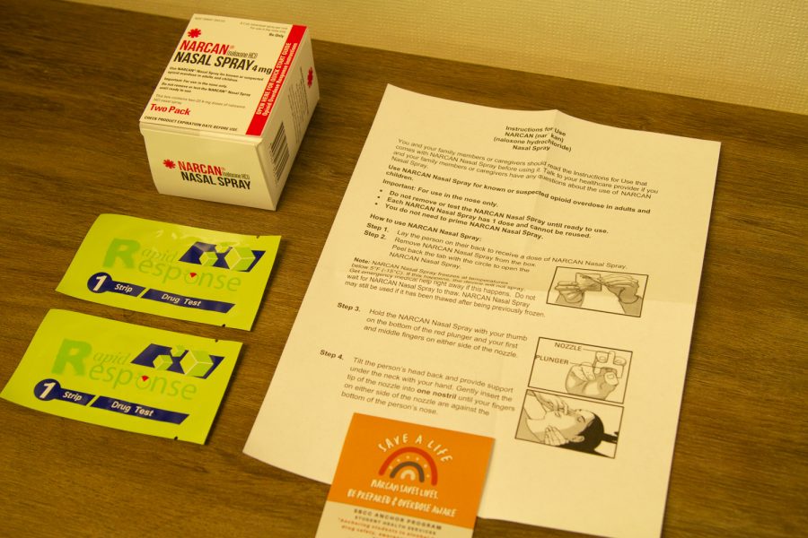 Inside the kits at The Well they have two drug test strips, narcan nasal spray, and directions on how to administer the nasal spray. Narcan takes anywhere from two to five minutes to kick in.