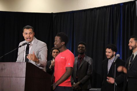 Ashton Hughes, Jake Miller, Brian Mwangi and Tristan Morales in October at a church in Anaheim, Calif. “Studying the Bible and baptizing people brings me joy,” Hughes wrote.