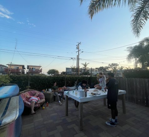 Dylan Lyke and his friends, from left to right: Kevin Dahlbeck, Keoni Ruiz, Noah Murphy, Yarrow Hogan and Raph Lambrakis-Haddad, eating their barbeque meal on Sept. 3 at his house in Isla Vista, Calif. “My boyfriend and our friend Antonio bought some really good burgers and made some special seasoning and cooked for all of us! This was extra special because my roommate Yarrow and I were finally able to have our friends over at our new place since the years before we didn’t have the space,”Lyke wrote. “The sunset was also amazing that day!”