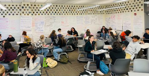 The AJ 125 justice studies class taught by Professor Silvina Minero on Nov. 2 in room WCC 306. “This picture shows the students and the hard work they've done so far throughout the semester,” Minero wrote. “We love collaborative learning!”