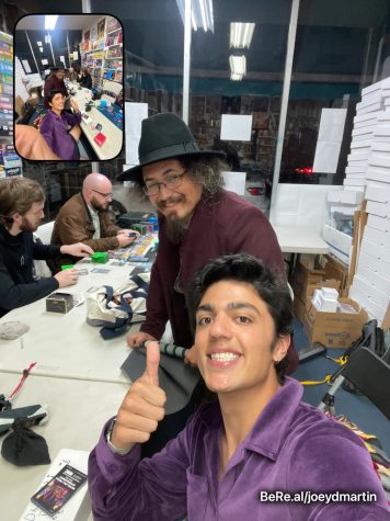A BeReal of Joe Martin and LTA Aquivo Lowen-Diaz on Oct. 31 at the Metro Entertainment in Santa Barbara, Calif. Martin had just finished playing a card game called Magic the Gathering. “He’s [Lowen-Diaz] kinda a MTG master,” Martin wrote. “Some even call him ‘Masterquivo’.”