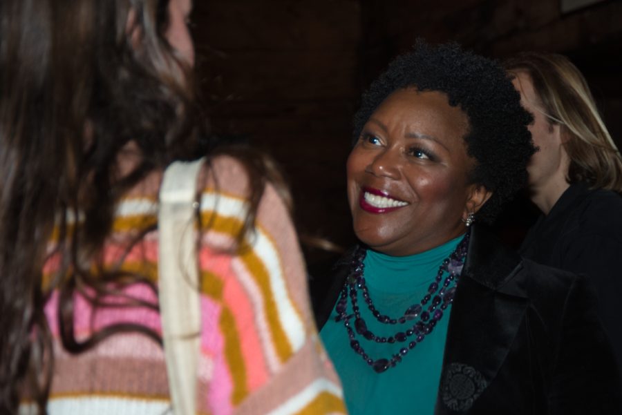 City College Board of Trustees Candidate Charlotte Gullap-Moore mingles with guests on Nov. 8 at the Timbers Roadhouse election night party in Goleta, Calif. Gullap-Moore is positioned to secure the Area 1 District seat after a successful campaign.