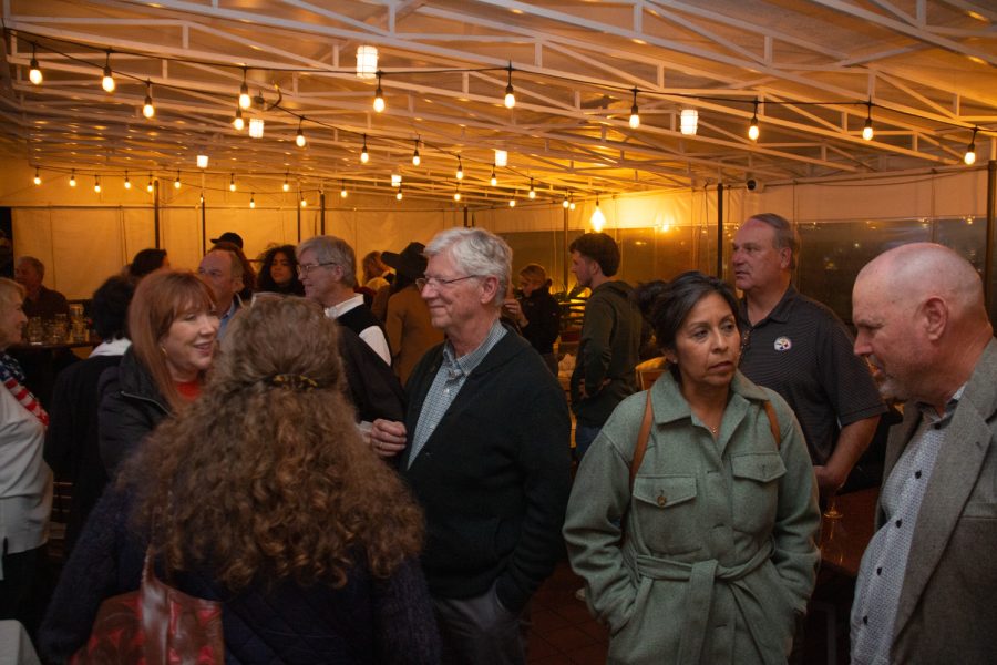 The Republican Party waits for the results of the election on Nov. 8 at the Anchor Rose in Santa Barbara, Calif. They mingled, ate and had drinks while they waited.