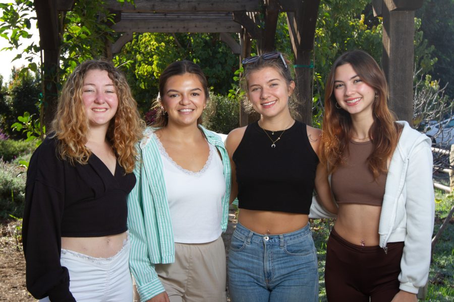 From left, Photo Editor Jenna McMahon, Editor-in-Chief Melissa Garcia, News Editor Yarrow Hogan and Associates Editor Sunny Silverstein on Nov. 30 at the Lifescape Gardens Chumash Preserve at City College in Santa Barbara, Calif. This was everyone's first time on the editorial board and Garcia and McMahon's last semester on The Channels.