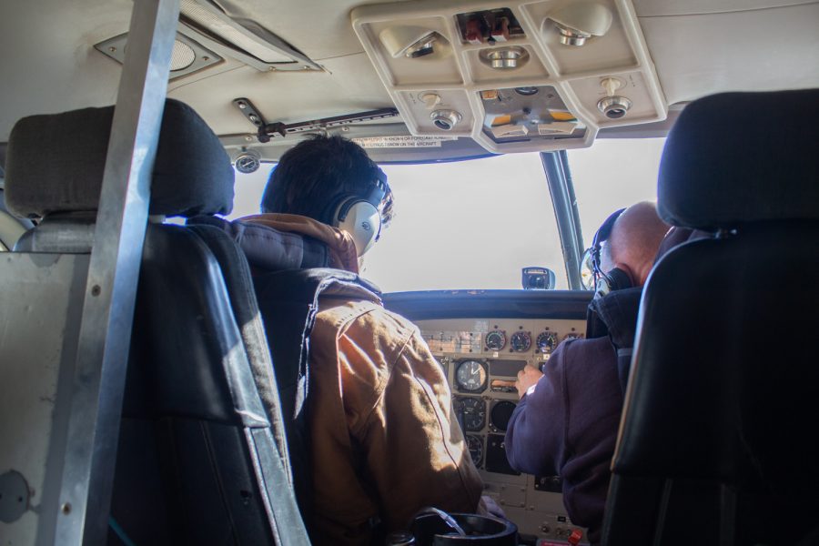 The pilots navigate the plane while the jumpers exit on Nov. 20 at Skydive Santa Barbara in Lompoc, Calif. They have to fill the plane with gas about every 4-6 loads.