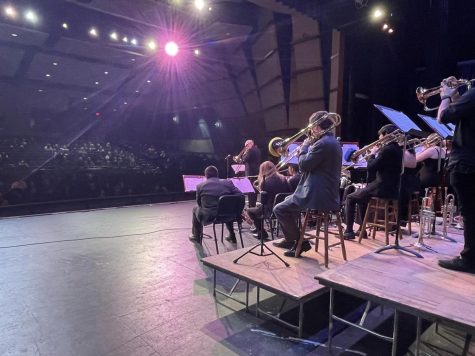 The Lunch Break Big Band seranades the audience of the Dos Pueblos Jazz Festival on March 3 in Santa Barbara, Calif. The audience comprised families, students, and fellow musicians.