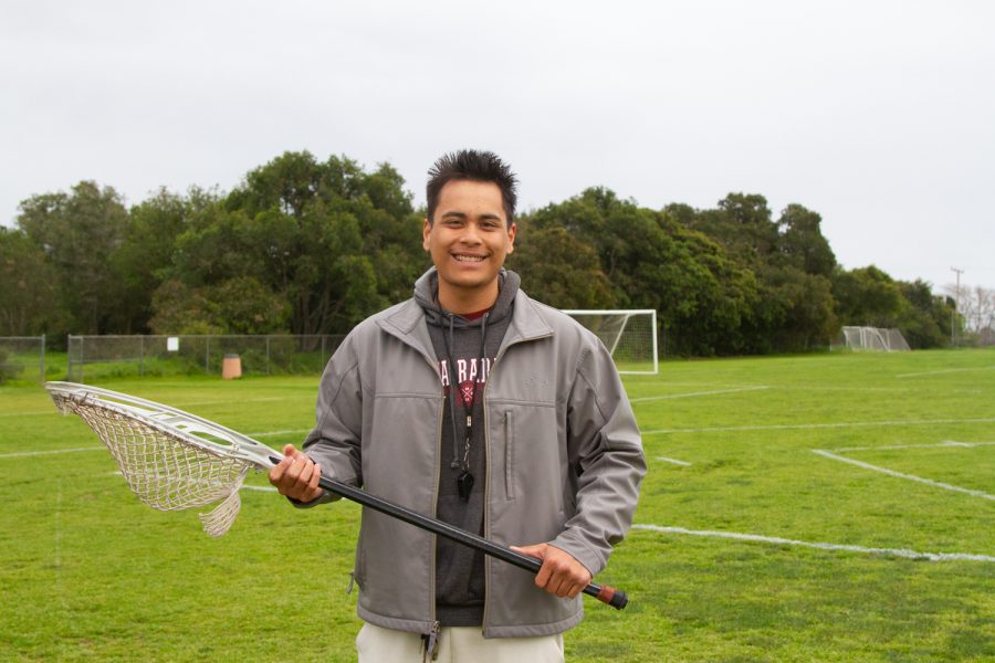 Getting ready for an afternoon practice, Gabriel Sabillo, the head coach of the men’s lacrosse team at City College, is ready to teach the players and help them with their skills on Thursday, March 2 in Santa Barbara, Calif.
