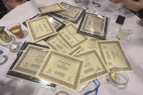 The Channel's handful of awards is draped like a tablecloth during the awards for JACC. The conference was held at the Hyatt Regency Embarcadero on March 11 in San Francisco, Calif.