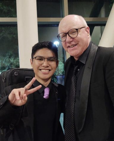 City College music student Julio Longcob gleams after his performance with Alex Iles at the Dos Pueblos Jazz Festival on March 3 in Santa Barbara, Calif. Longcobs' Instagram caption reads, "Been a pleasure playing lead alto with Alex Illes at the Dos Pueblos HS Jazz Festival. Also SBCC Good Times Jazz got 1st! WOO!!"