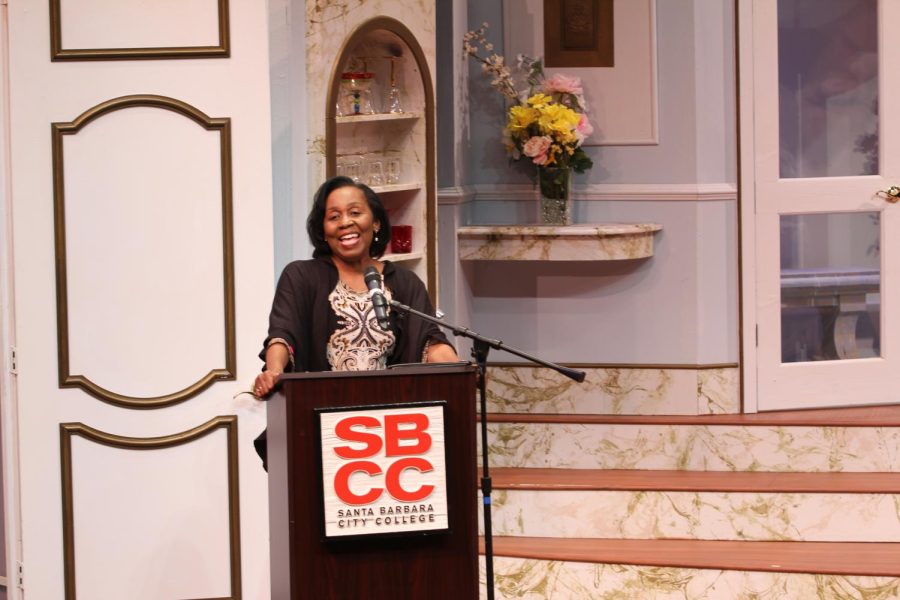 Superintendent-president candidate Katrina VanderWoude speaks at the last public forum that City College hosted for the remaining steps of the hiring process on Thursday, March 16 at the Garvin Theatre. “This college has greatness,” VanderWoude said at the end of her time on stage. “You should select the best candidate…I want you to have that next president thats going to be longevity, that wants to be here, that wants to be a part of this community, that wants to grow and innovate…And I would love to be that president.”