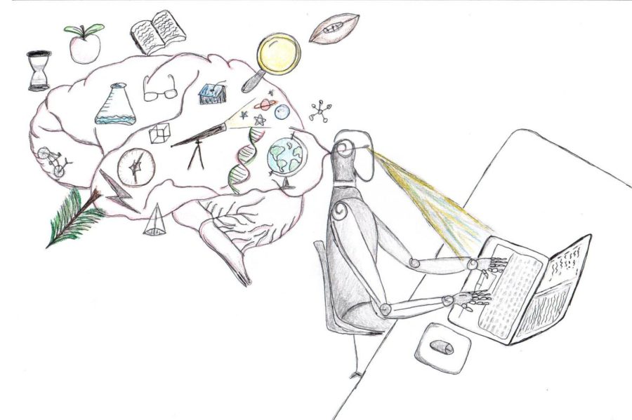Photo illustration showing a robot's wide range of abilities, created by Yarrow Hogan.  