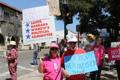 From left, Lisa Guravitz and Fred Shaw pose in front of the Santa Barbara Museum of Art on April 15 in Santa Barbara, Calif. Guravitz encourages all young feminists to get involved with organizations like Santa Barbara Women's Political Committee to make a change with female rights for the better. 
