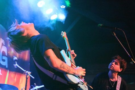 Mikey Netka (left) and Zane Vandervort are locked in on stage at SOhO Restaurant & Music Club on March 15 in Santa Barbara, Calif. The duo jammed over their songs from their 2022 album "Quarter Life Crisis."