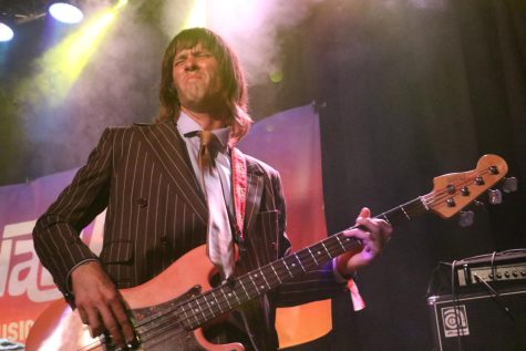 Glenn Annie bassist Justin Huntsman gets in the groove during the Battle of the Bands tour on March 15 in Santa Barbara, Calif. Huntsman's funky tone helped the band grasp first place in the competition.
