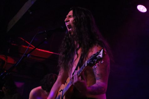 All eyes are on Drako Alva during Shabang's Battle of the Bands tour on April 15 in Santa Barbara Calif. Alva is the lead singer and guitarist for his band Field Daze.