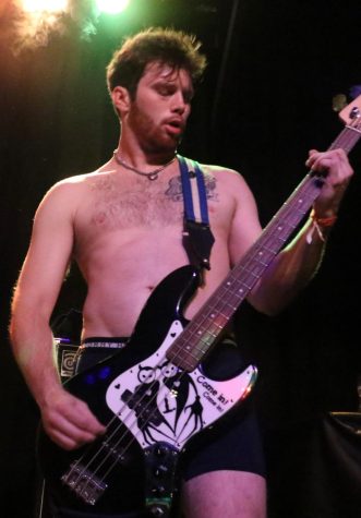 Field Daze's bassist Travis Rushing holds down the fort during Shabang's Battle of the Bands on March 15, in Santa Barbara, Calif. Field Daze was born out of Isla Vista, Calif.