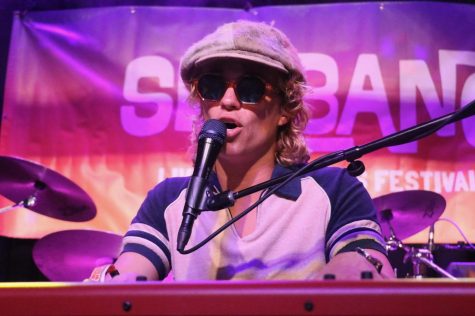 Evan Blix, frontman of Glenn Annie, serenades the crowd at SOhO Restaurant & Music Club on March 15 in Santa Barbara, Calif. Blixs musical ability and chemsitry with his band led them to winning first place at Shabangs Battle of the Bands tour.