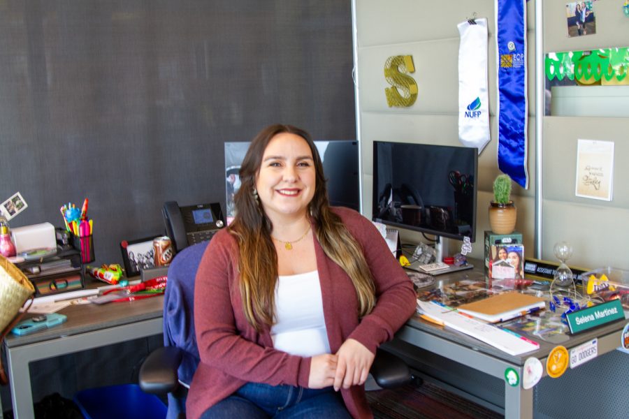 Selena Martinez sits in her office on Thursday, April 27 in the Center for Equity and Social Justice on City Colleges East Campus in Santa Barbara, Calif.