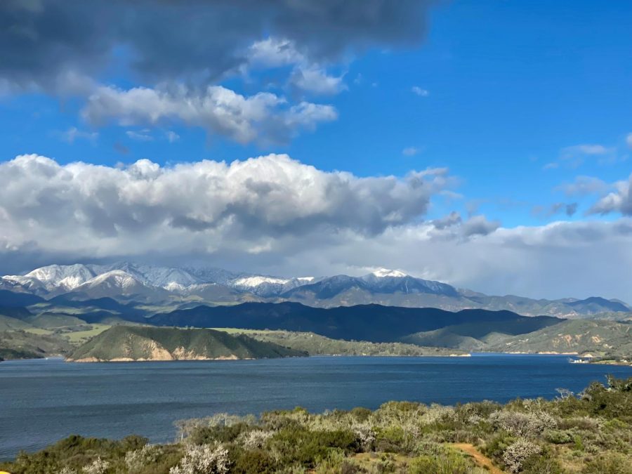 Picture courtesy of City staff person Jasime Showers. Full Cachuma Lake after the storms at the start of 2023.