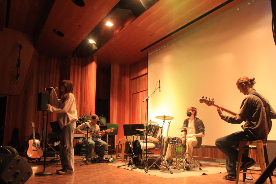 The band Girl from the North County playing at the JAMS benefit concert hosted by City College Phi Theta Kappa on April 14 in Santa Barbara, Calif