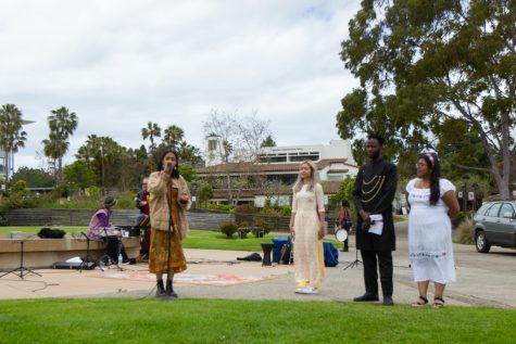 Divya Ramesh, vice president of external affairs for ASG, delivers a speech at the “Unity in the Community” festival on Thursday, May 4 in Santa Barbara, Calif. “Make sure that you take time to really recognize your fellow people in the community of Asian descent. These have been difficult times for Asian people in America, but things are looking up and we hope that you all have learned a little bit about the amazing Asian countries that we have represented here,” Ramesh said.