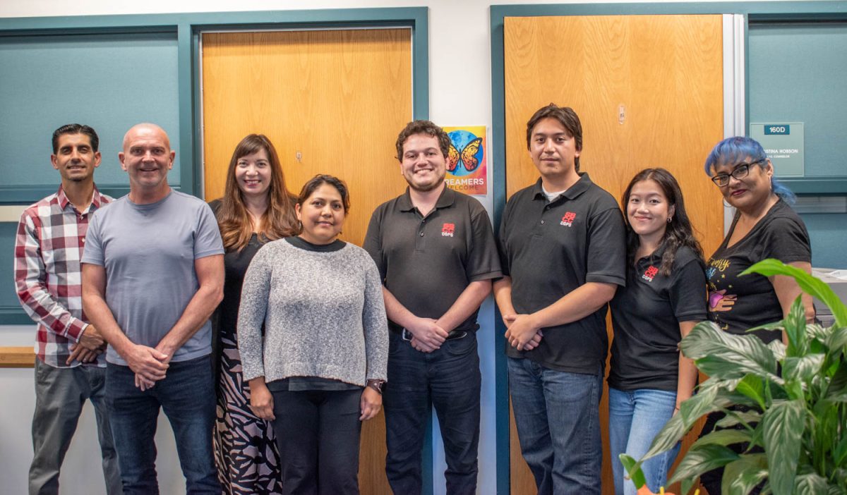 The Disabilities Services and Programs for Students departmemnt gather for a staff photo in their office on Oct 5, 2023. The DSPS Office is located in the Student Services Building on West Campus at SBCC in Santa Barbara, Calif.