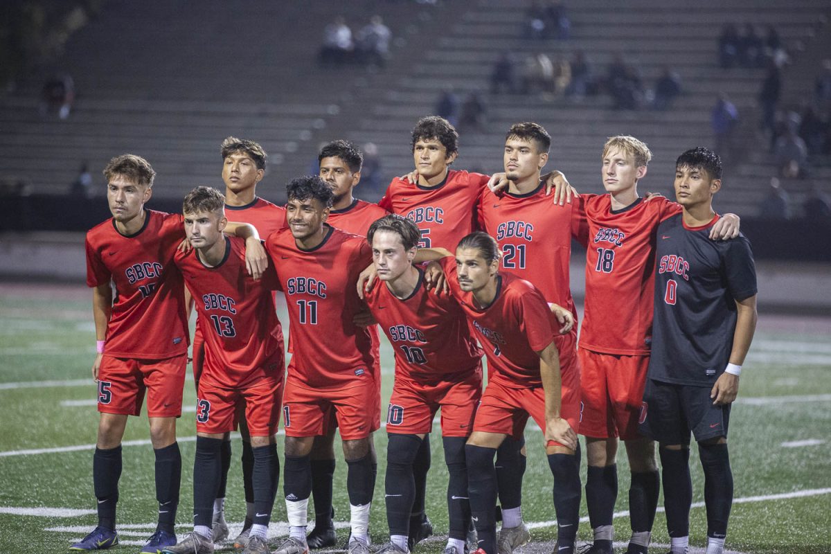 The City College Vaqueros pause for a quick photo before taking on the Oxnard College Condors on Oct. 24. The Vaqueros played against the Santa Monica Condors at La Playa Stadium in Santa Barbara, Calif.