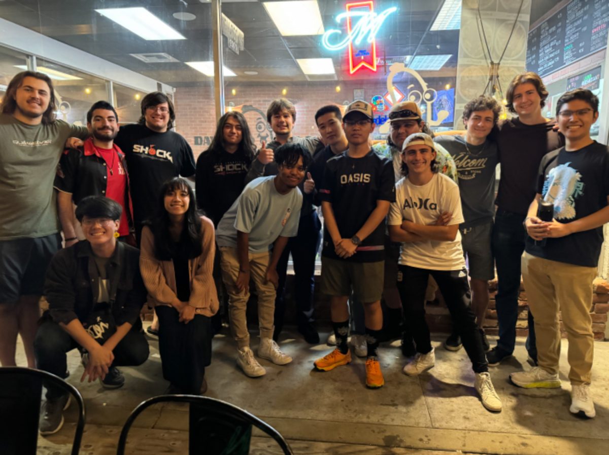 The Vaqueros Gaming club gather at Daves Dogs on Oct. 7 in Santa Barbara, Calif. The club practices gaming as a team both in-person and online, as well as competes in state-wide tournaments.