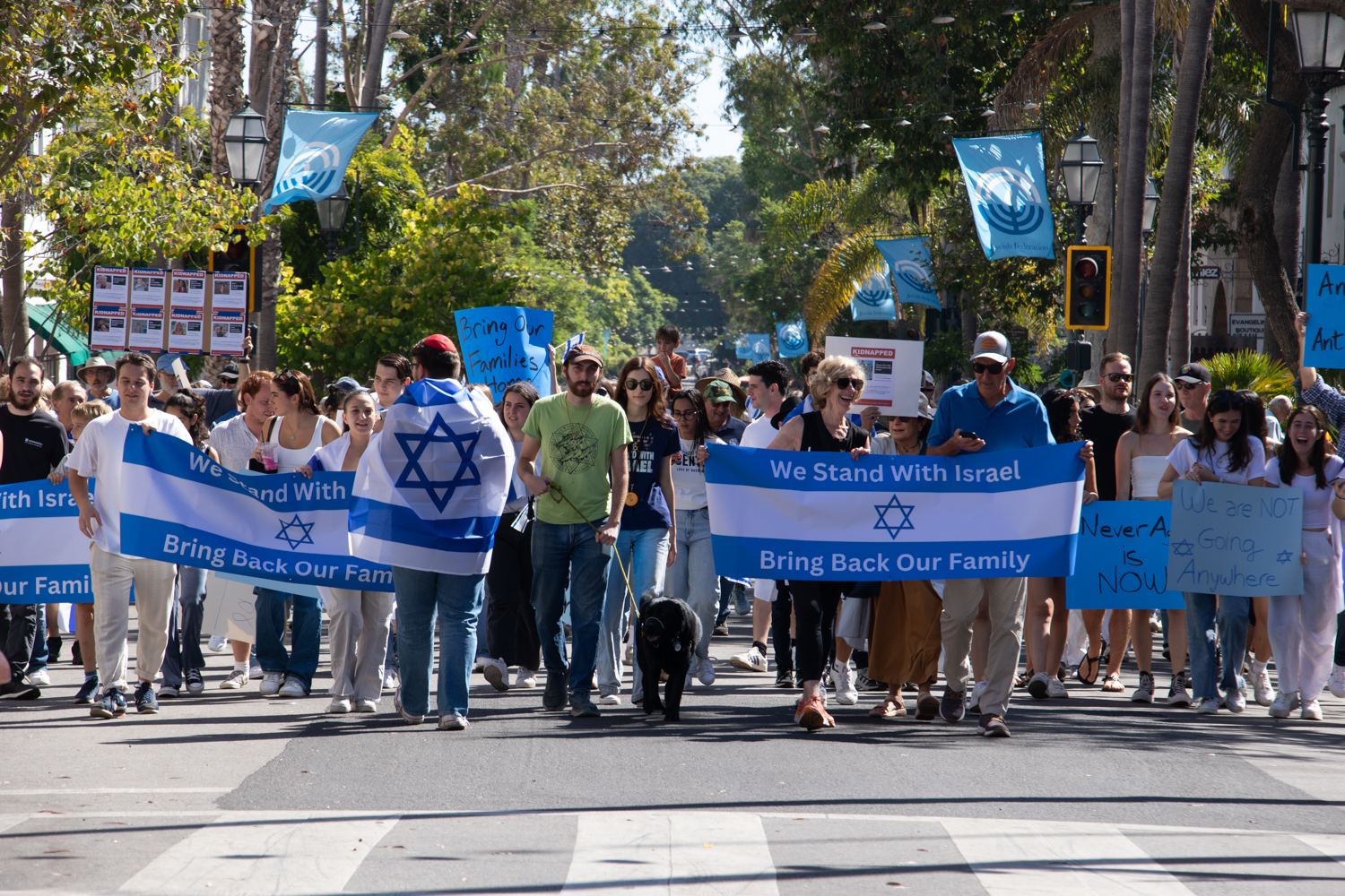 Jewish community members organize peaceful march to show the city of Santa Barbara that never again is now