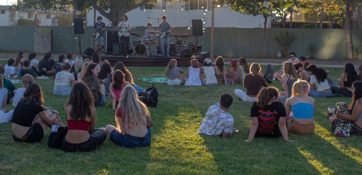 A local Isla Vista band, Dawn Patrol, performing on Oct 5 in Acorn Park in Isla Vista Calif. Dawn Patrols first appearance was in April of 2023, and have been playing consistently in Santa Barbara County since. 
