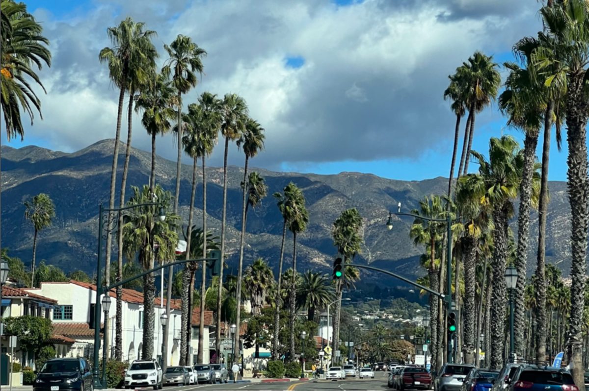 The Santa Ynez Mountains overlook Cabrillo Boulevard on a cloudy day on Nov. 9 in Santa Barbara, Calif. Sprinkled among the mountain lay pockets of cold springs, waterfalls, and hiking trails.  