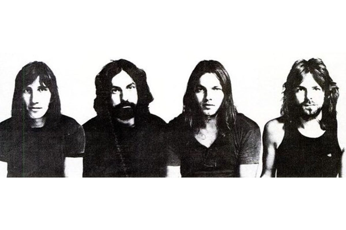 Left to right: Roger Waters, Nick Mason, David Gilmour, and Richard Wright. Trade AD and inside cover for Pink Floyd's album ''Meddle'', 1971. Courtesy of WikiMedia Commons.
