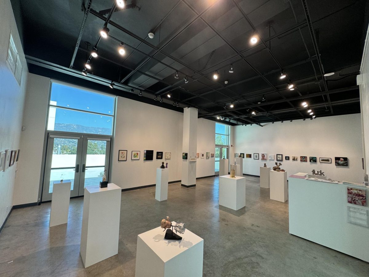 The Small Images exhibition, opens once again from March 8 to April 6, 2024 in the Atkinson Gallery at City College in Santa Barbara Calif. Complete with 64 smaller sculptures and paintings, the gallery was curated for 43 different community artists.