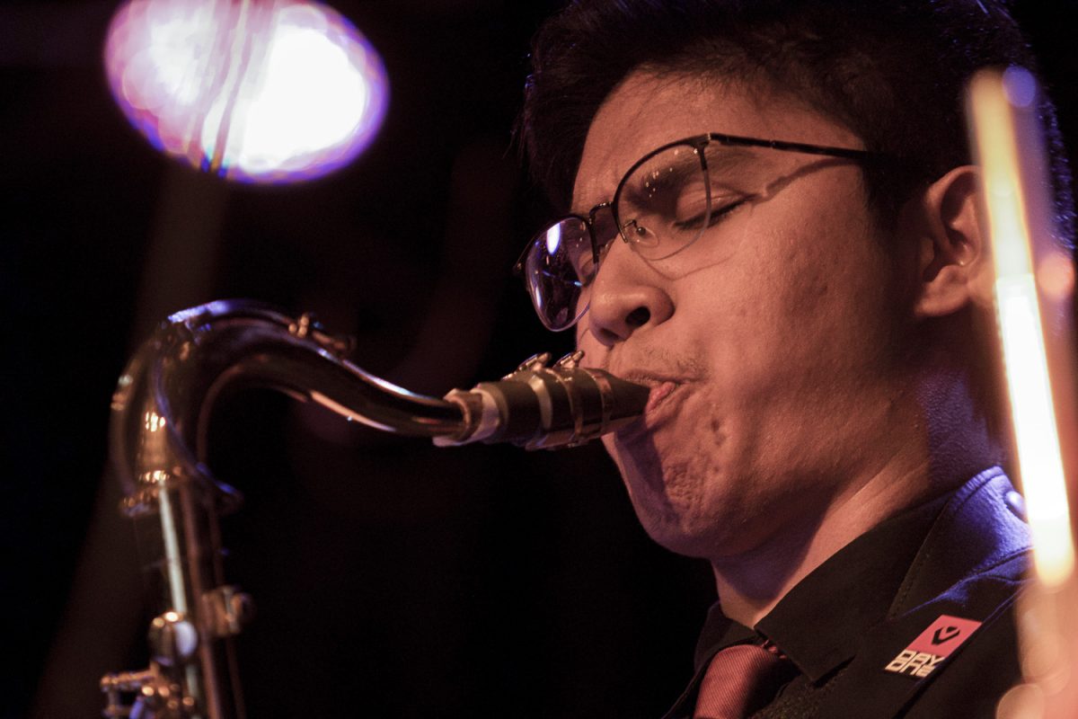 Julio Longcomb puffs into his saxophone on March 18, 2024 at SOHO Resturant and Music Club in Santa Barbara, Calif. "I got into music because it gave me a purpose to express myself... music is like another voice to me" Longcomb stated.