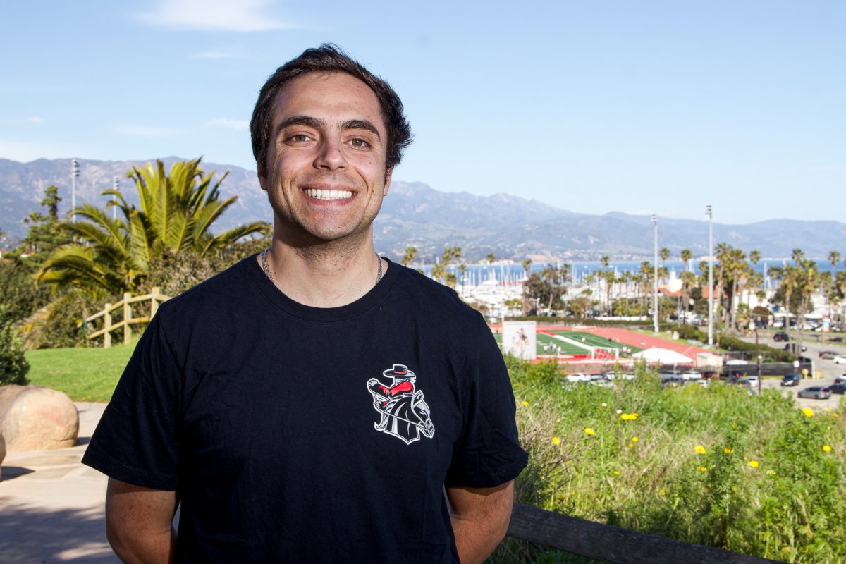 James Jimmy Friery beams at the Great Meadow on City Colleges East Campus on April 15 in Santa Barbara, Calif. Friery is the only statistician on staff, and writes game recaps for every sporting event, while also working full time at the Santa Barbara Natural History Museum.